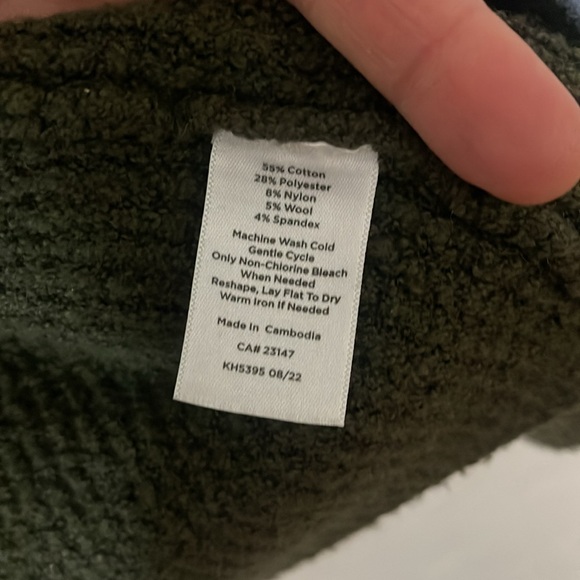 Talbots tipped textured cardigan sweater. Tuscan olive & blue sky. Size Mp NWT - Picture 10 of 15